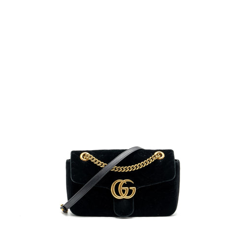 Gucci Small GG Marmont Bag Velvet Black GHW