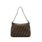 Fendi Vintage Shoulder Bag FF Jacquard Canvas Brown SHW