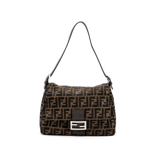 Fendi Vintage Shoulder Bag FF Jacquard Canvas Brown SHW