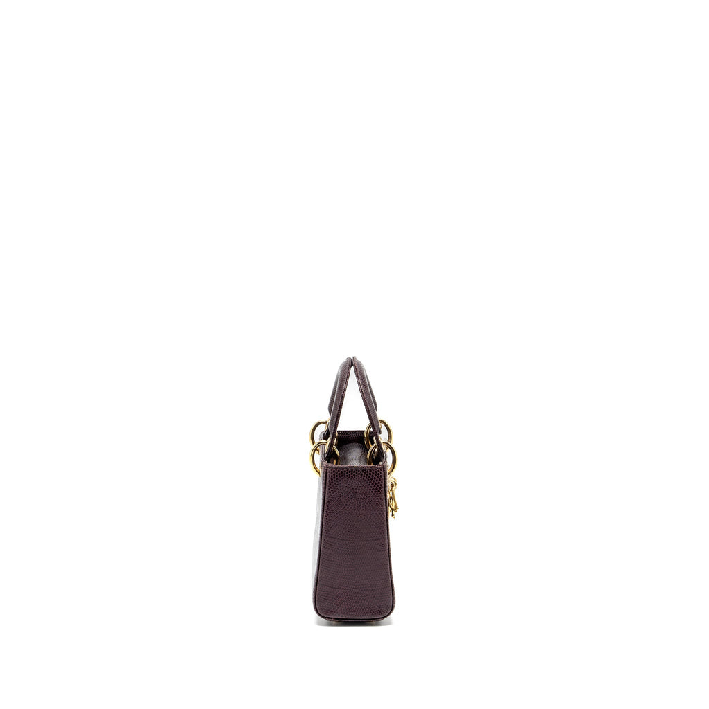 DIOR Mini Lady Dior Lizard Burgundy LGHW