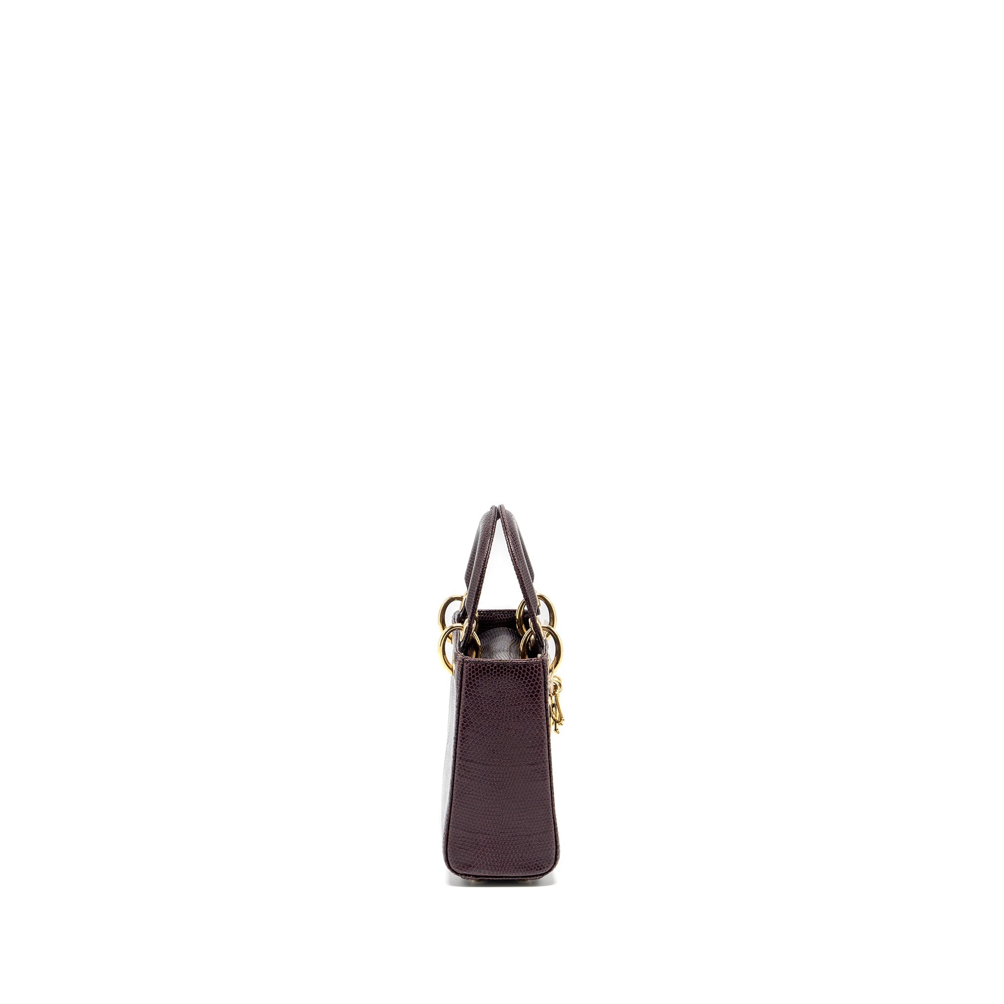 DIOR Mini Lady Dior Lizard Burgundy LGHW