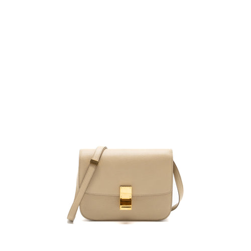 Celine medium classic box bag goatskin beige