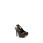 Fendi Size 37 High Heal Sandals Fabric Brown
