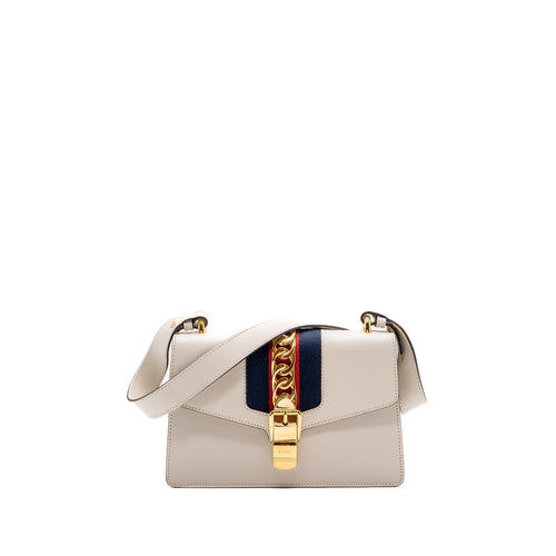 Gucci Sylvie Shoulder Bag Calfskin White GHW
