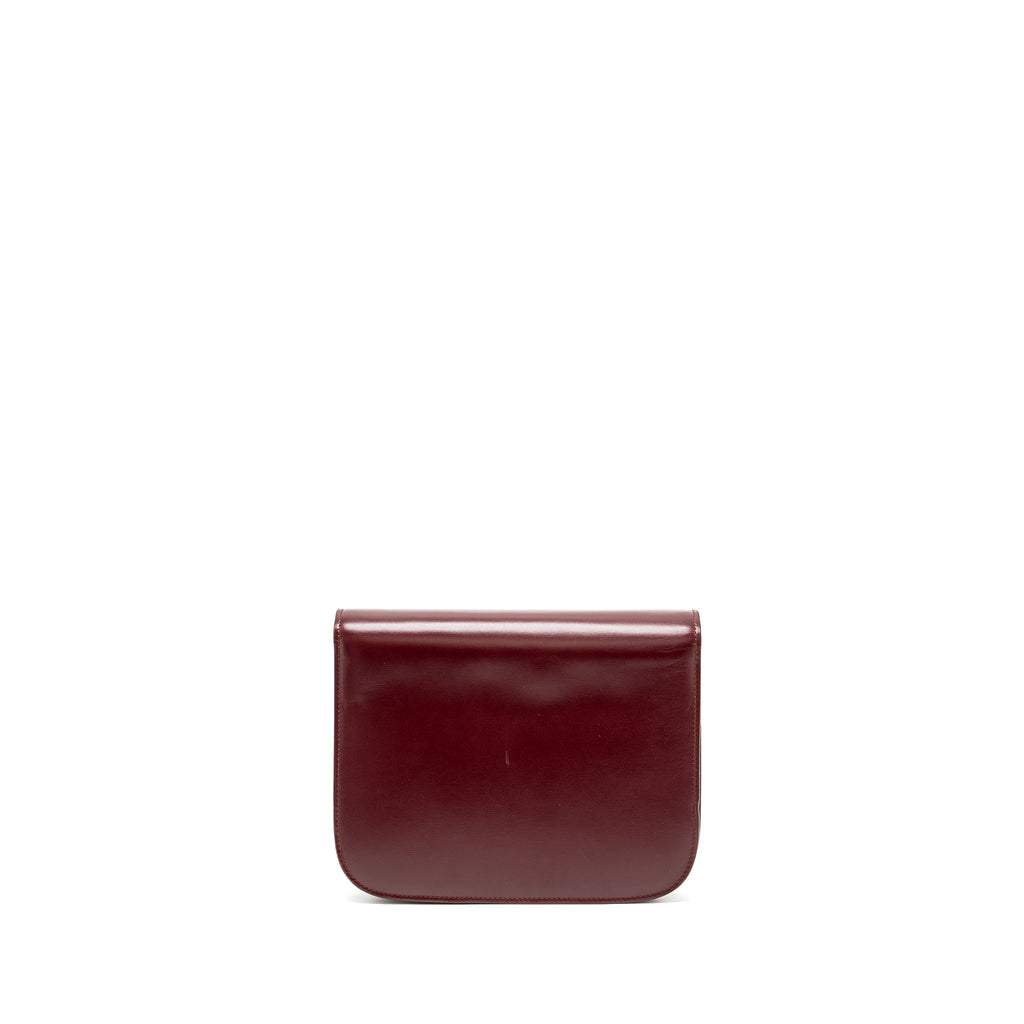 Celine Medium Classic Box Bag Calfskin Dark Red