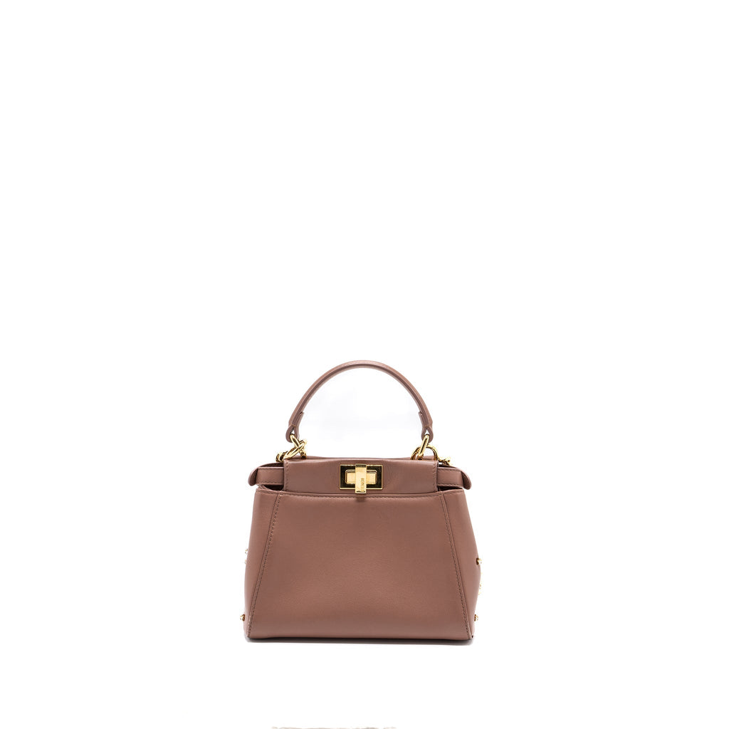 Fendi Mini Peekaboo Star Crystal Lambskin Dark Pink GHW