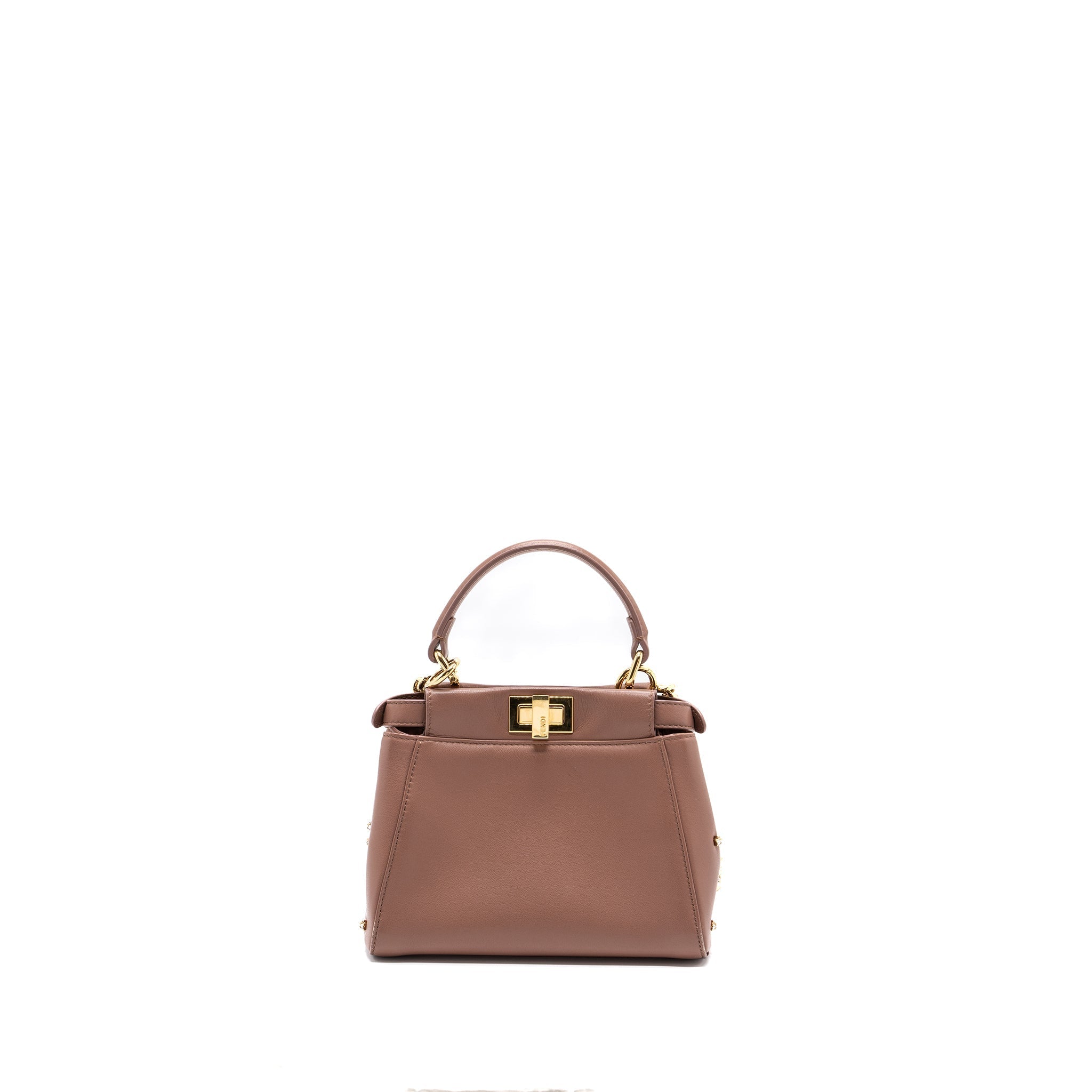 Fendi Mini Peekaboo Star Crystal Lambskin Dark Pink GHW