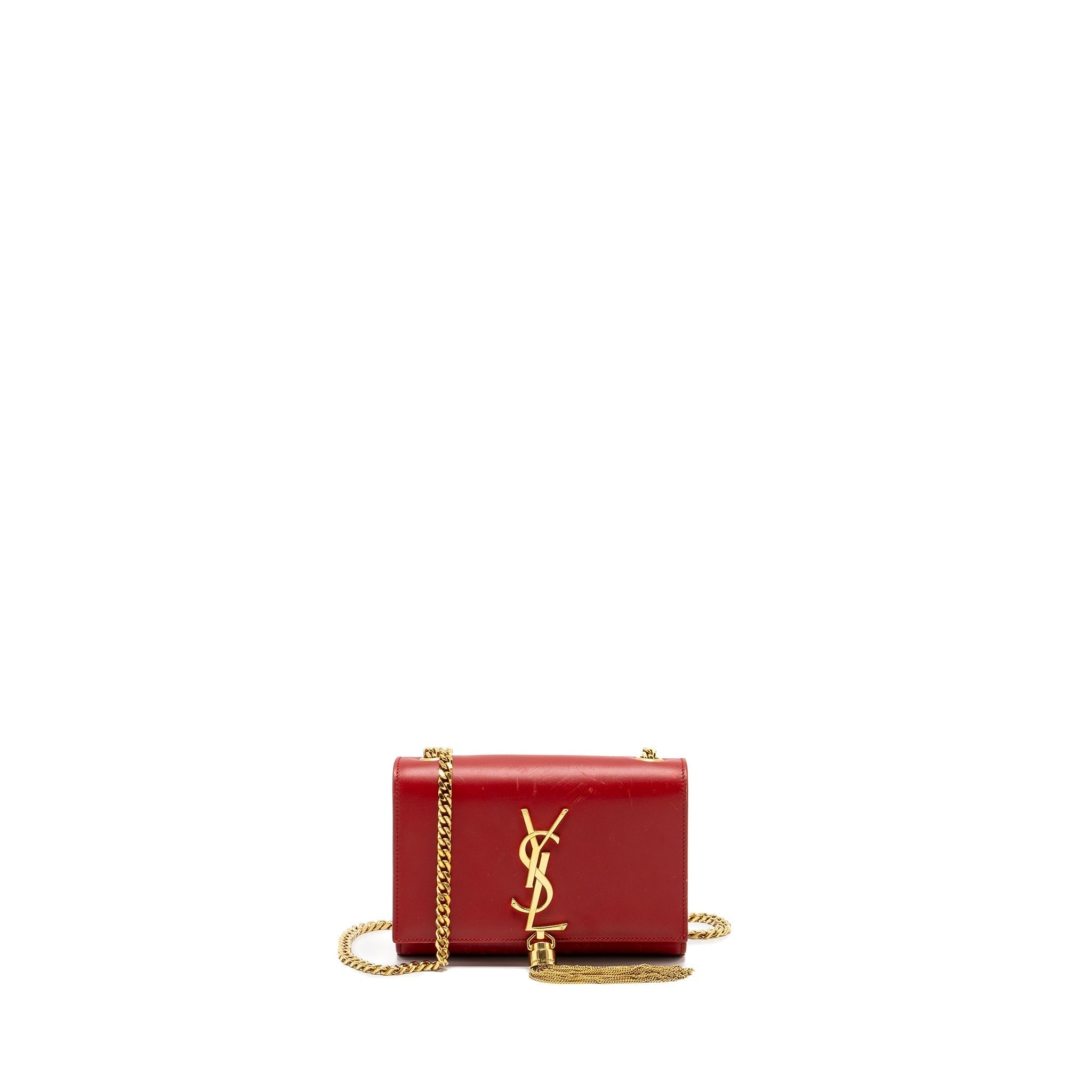 Saint Laurent/YSL Small Kate Bag Tassel Calfskin RED GHW