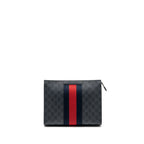 Gucci GG Supreme Canvas / Leather Zip Clutch Black/ Multicolour SHW