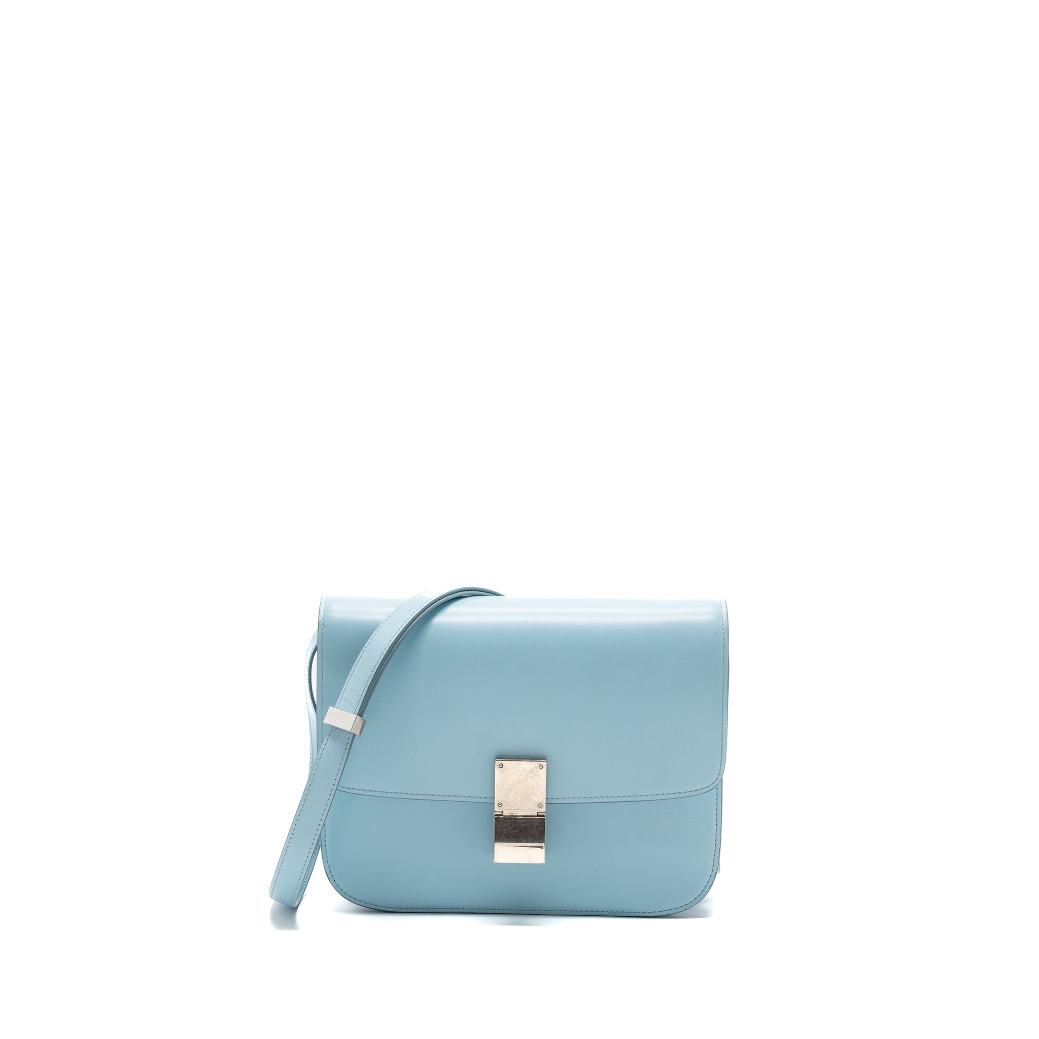 Celine medium classic box bag calfskin light blue