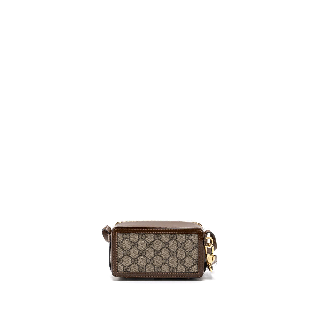 GUCCI MINI CROSSBODY BOX BAG INTERLOCKING GG Supreme CANVAS / LEATHER GHW