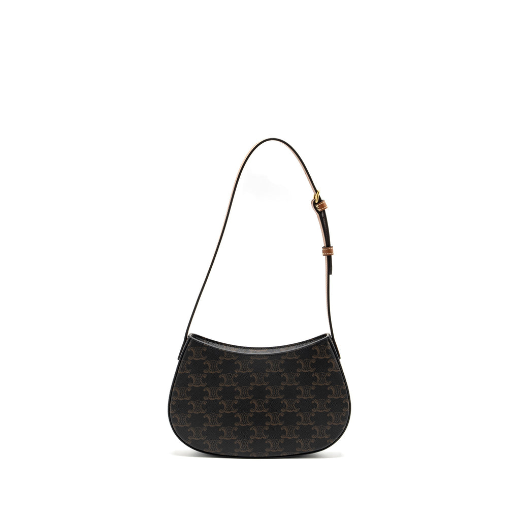 Celine Medium Tilly Bag in Triomphe Canvas / calfskin Tan