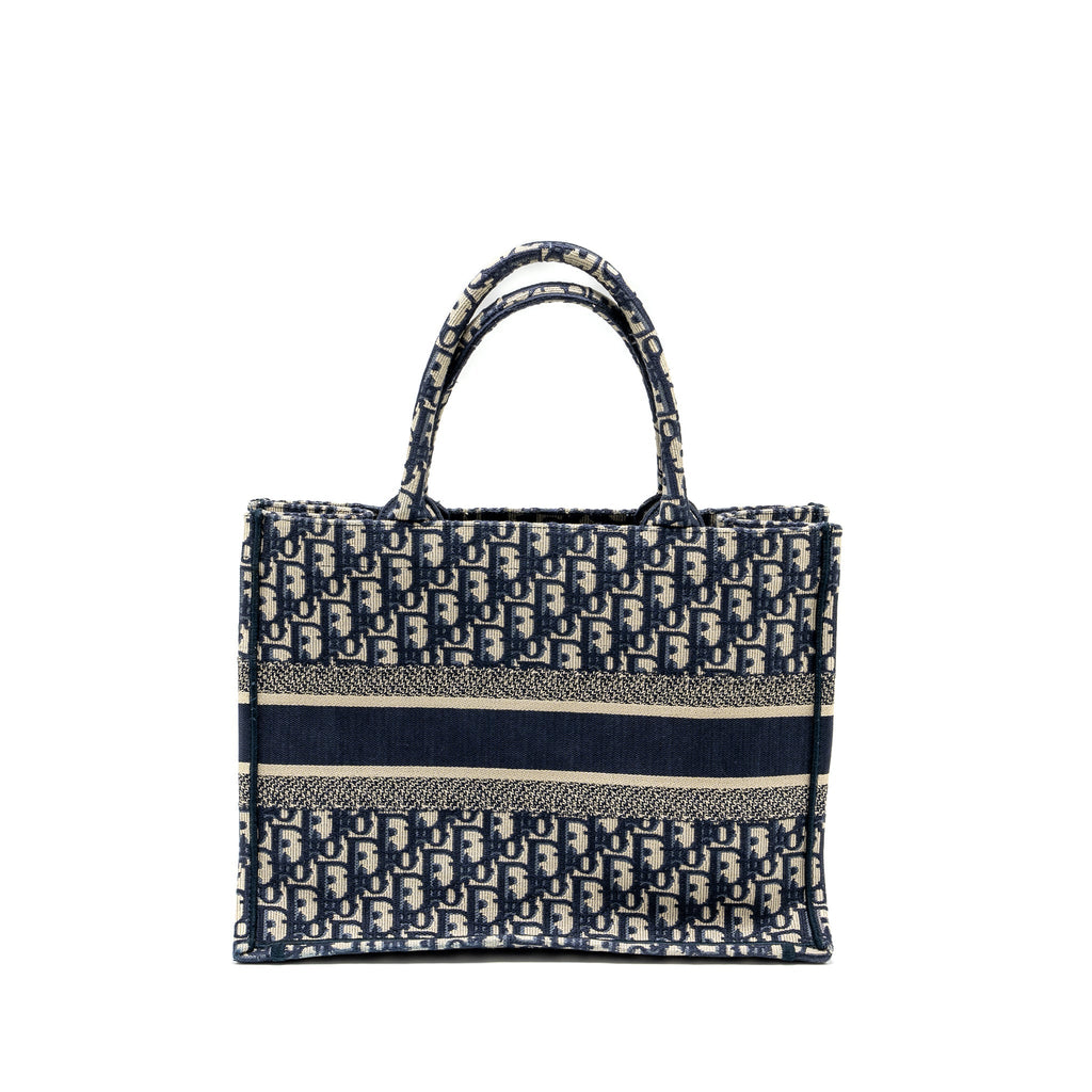 DIOR Medium Book Tote Blue Dior Oblique Embroidery
