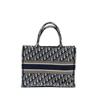 DIOR Medium Book Tote Blue Dior Oblique Embroidery