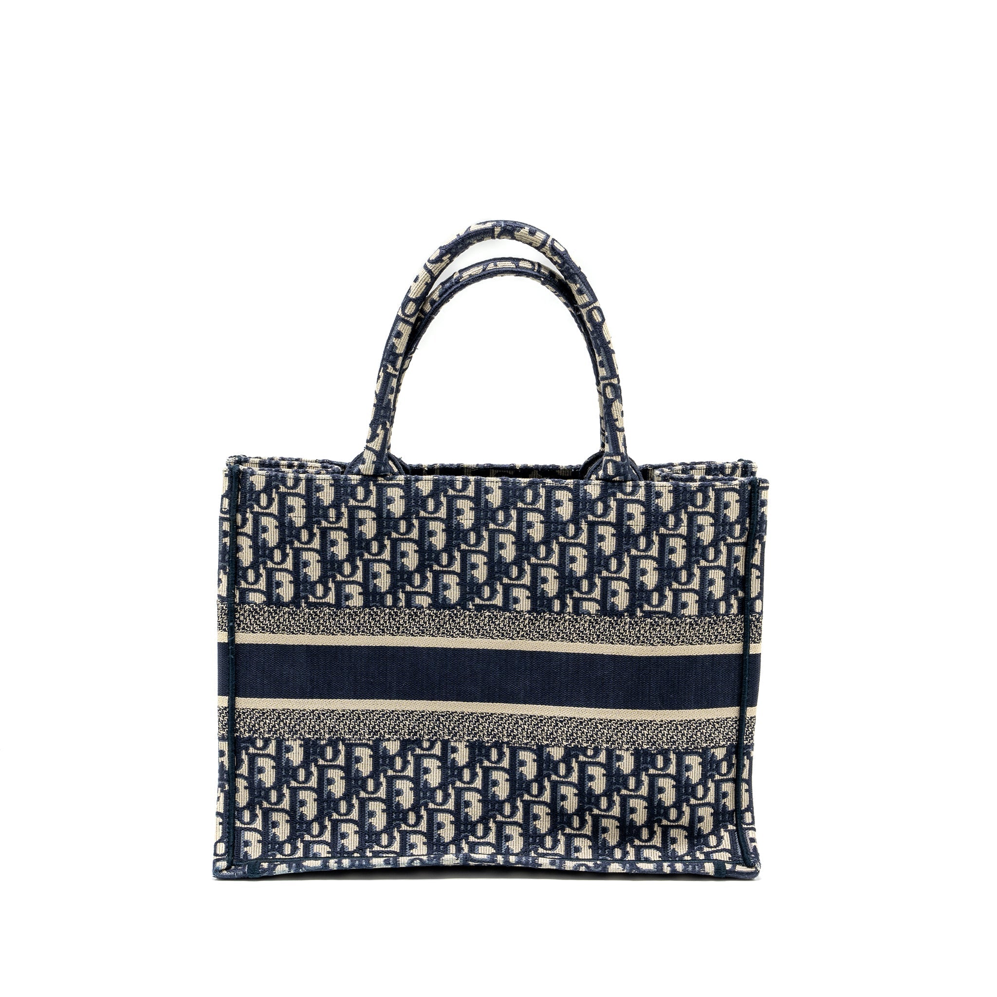 DIOR Medium Book Tote Blue Dior Oblique Embroidery