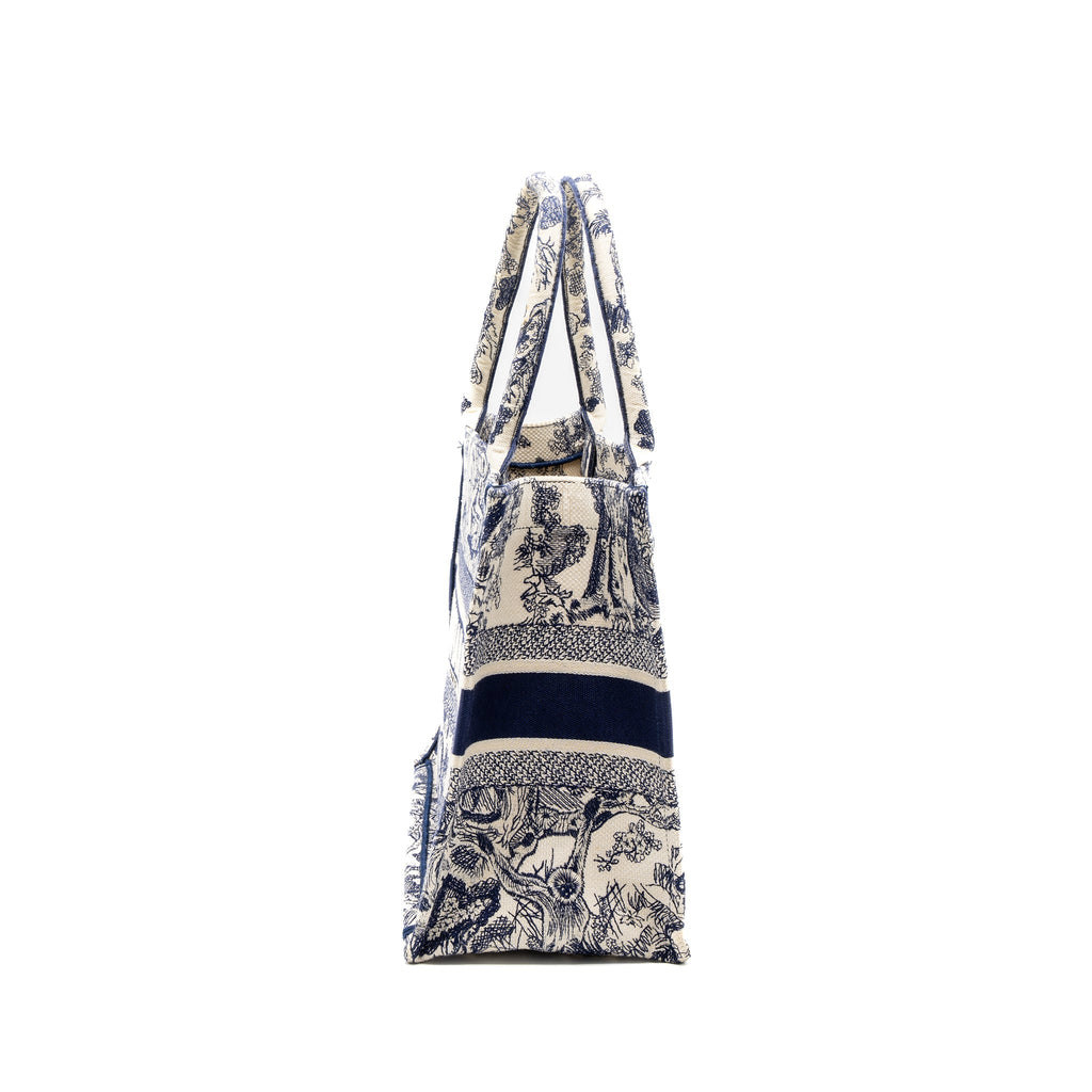 Dior Medium Book Tote Blue Toile de Jouy Embroidery