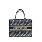 DIOR Medium Book Tote Blue Dior Oblique Embroidery