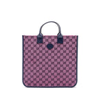 Gucci kids tote bag canvas / leather pink / dark blue