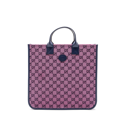 Gucci kids tote bag canvas / leather pink / dark blue