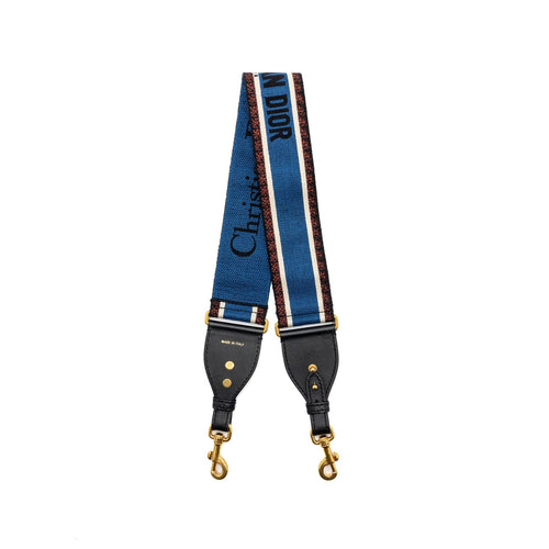 DIOR Adjustable Shoulder Strap Embroidery Canvas/Calfskin Blue/Red/Black GHW