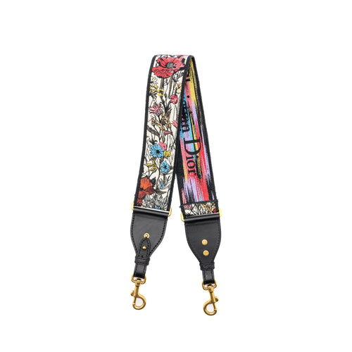 DIOR Adjustable Shoulder Strap Flora Embroidery Canvas/Calfskin Multicolour GHW