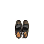 Fendi Size 37 High Heal Sandals Fabric Brown
