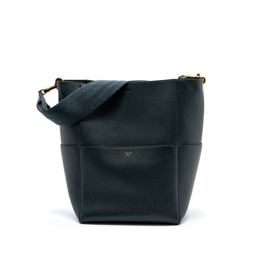 Celine Sangle bucket bag calfskin dark green