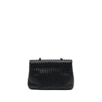 Bottega Veneta Single Chain Flap Bag Leather Black with Black Hardware