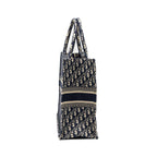 DIor Large Book Tote Blue Dior Oblique Embroidery