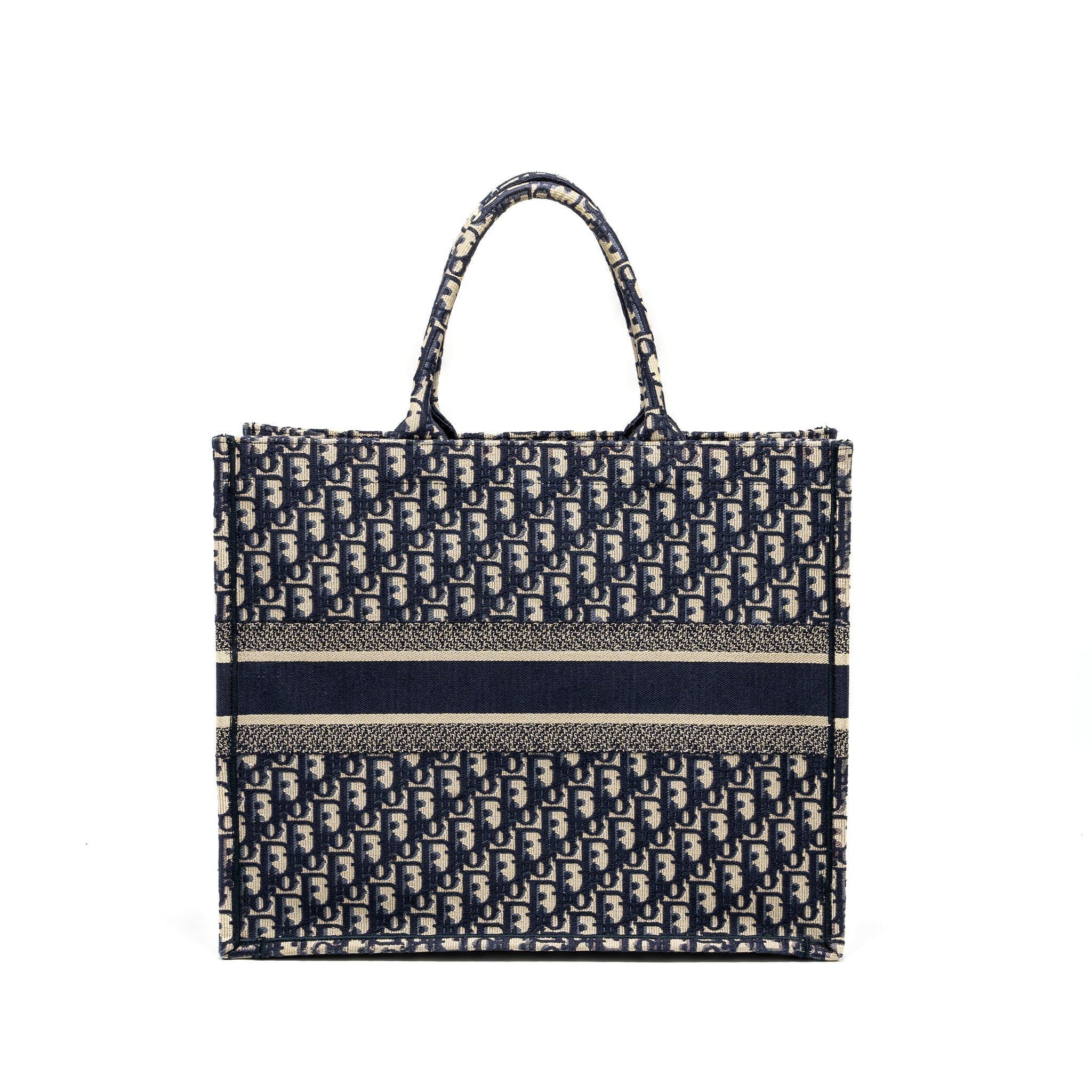 DIor Large Book Tote Blue Dior Oblique Embroidery