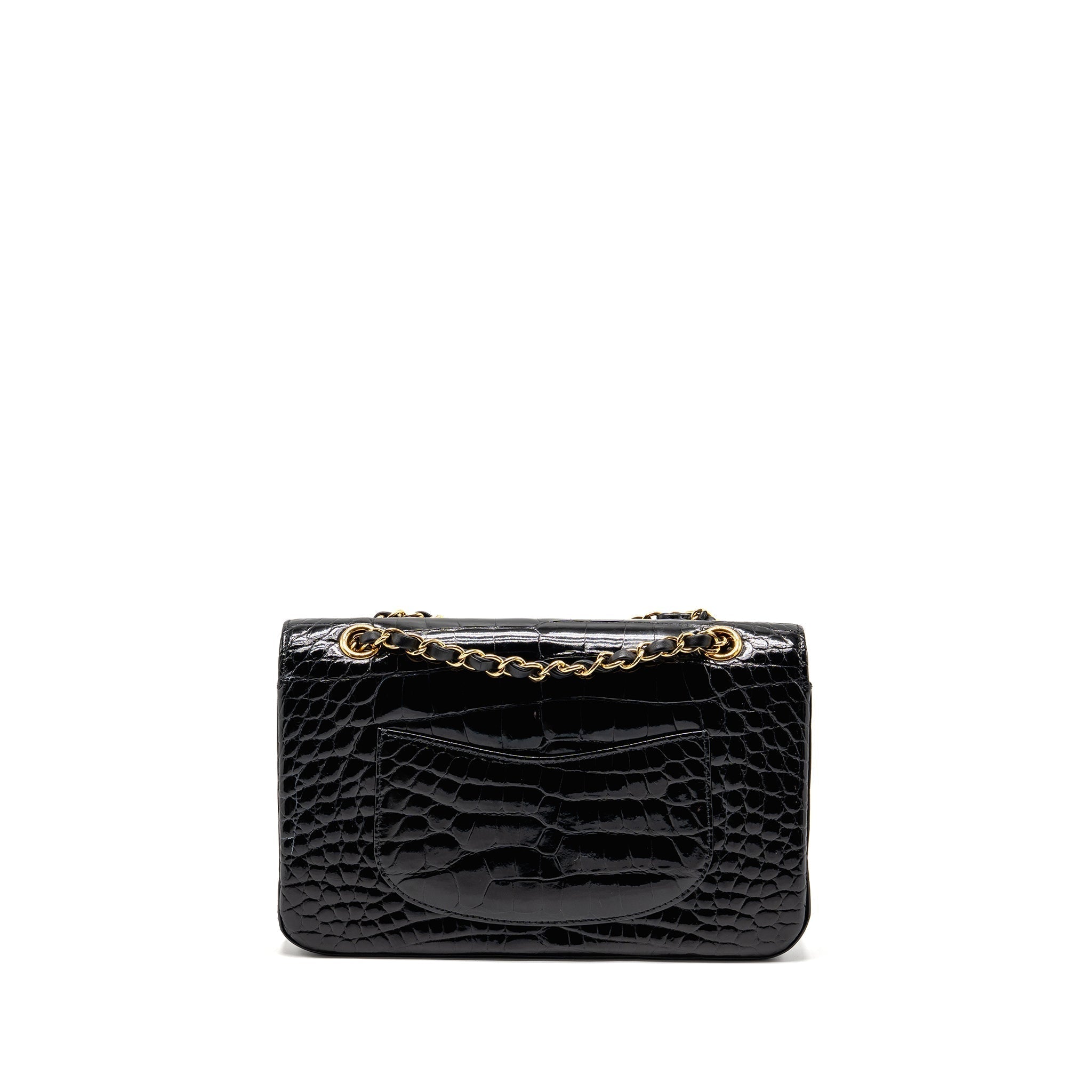 Chanel Medium Classic Double Flap Bag Alligator Mississippiensis Black GHW