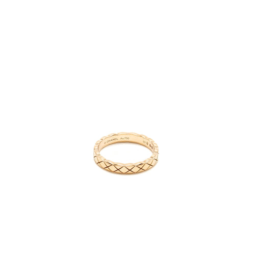 Chanel size 53 coco crush ring mini version quilted motif beige Gold