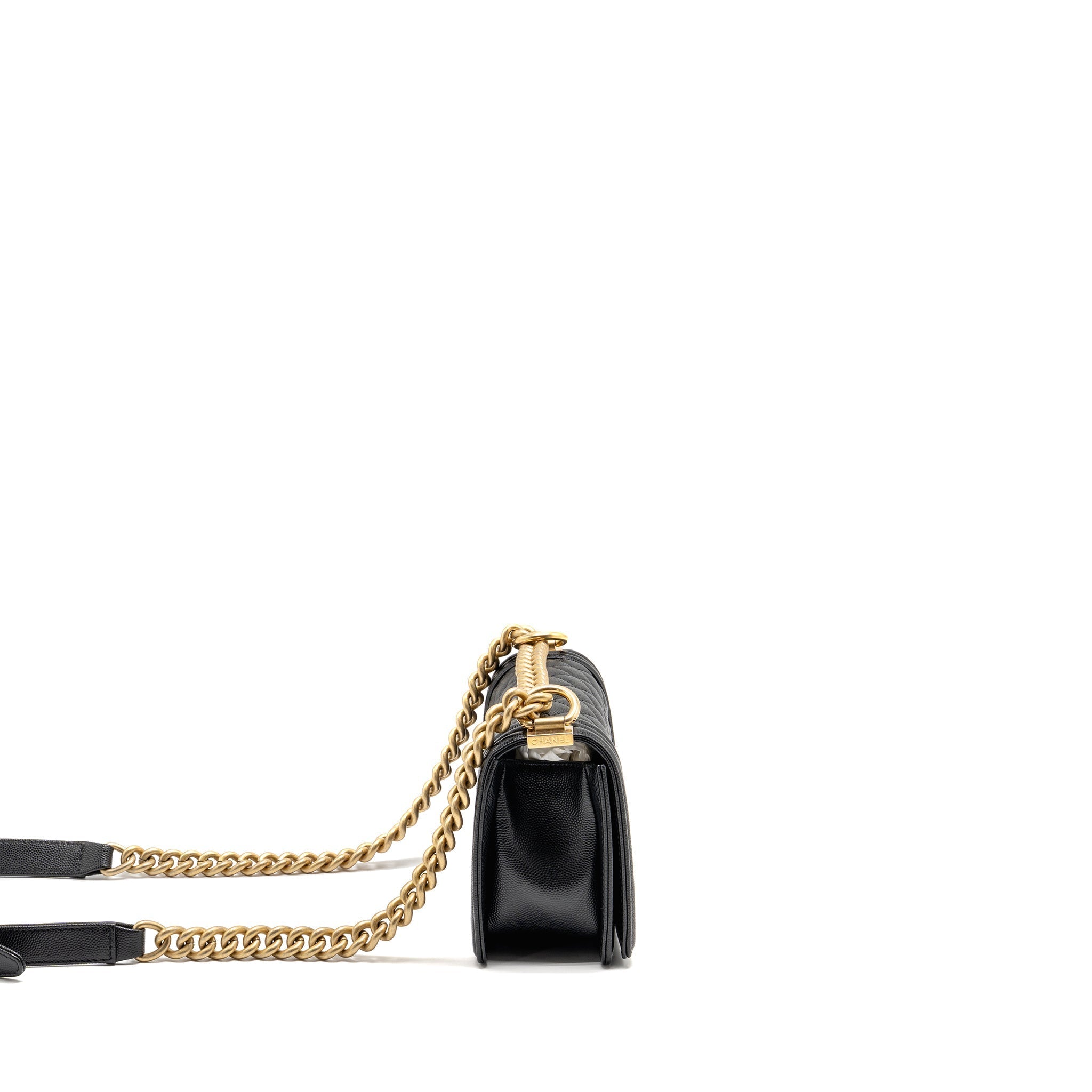 Chanel Small Boy Bag Caviar Black GHW (Microchip)