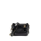 Chanel Small Gabrielle Hobo Bag Aged Calfskin Black Multicoloured Hardware (microchip)