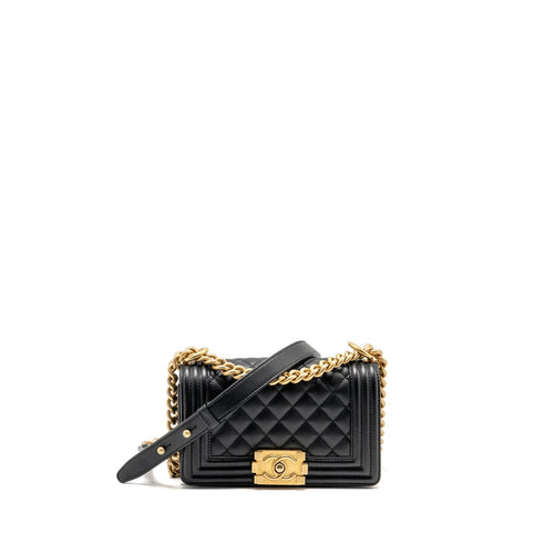 Chanel Small Boy Bag Caviar Black GHW (Microchip)