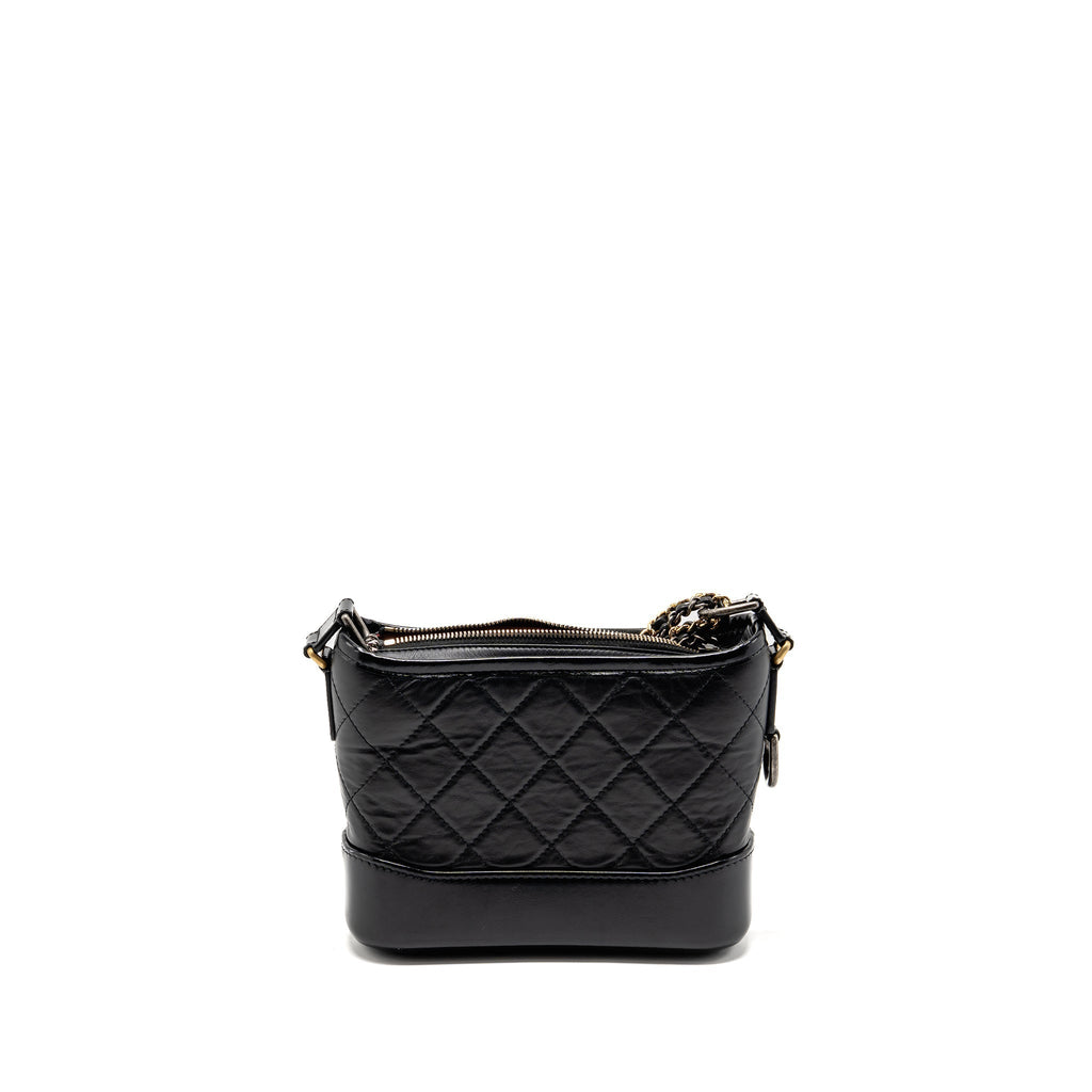 Chanel Small Gabrielle Hobo Bag Aged Calfskin Black Multicoloured Hardware (microchip)