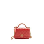 Chanel Chain Top Handle Infinite Flap Bag Leather Red GHW