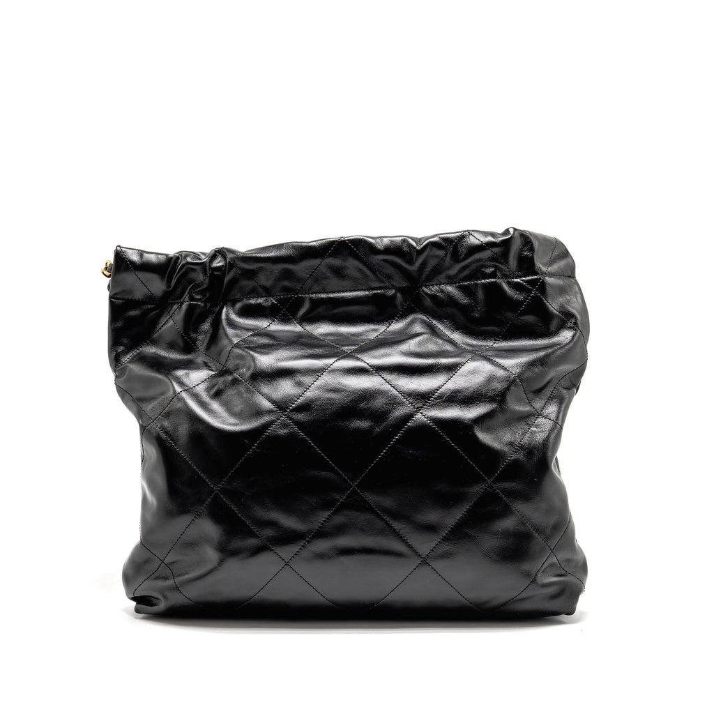 CHANEL Medium 22 Bag Shiny Calfskin Black GHW (Microchip)