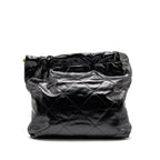 CHANEL Medium 22 Bag Shiny Calfskin Black GHW (Microchip)
