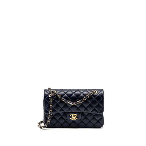 Chanel Small Classic Double Flap Bag Caviar Navy GHW (microchip)