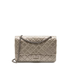 Chanel Maxi 2.55 Reissue Flap Bag Aged Calfskin Iridescent Light Grey Ruthenium Hardware