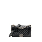 CHANEL Medium Boy Bag Caviar Black Ruthenium Hardware