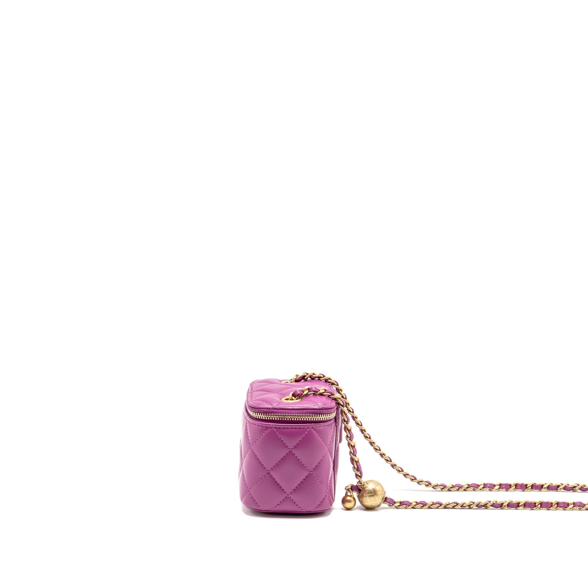 CHANEL Pearl Crush Mini Vanity with Chain Lambskin Purple GHW