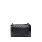 Chanel Medium Boy Bag Grained Calfskin Navy Ruthenium Hardware