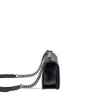 Chanel Medium Boy Bag Grained Calfskin Navy Ruthenium Hardware