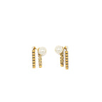 Dior pearl and letter drop earrings gold tone