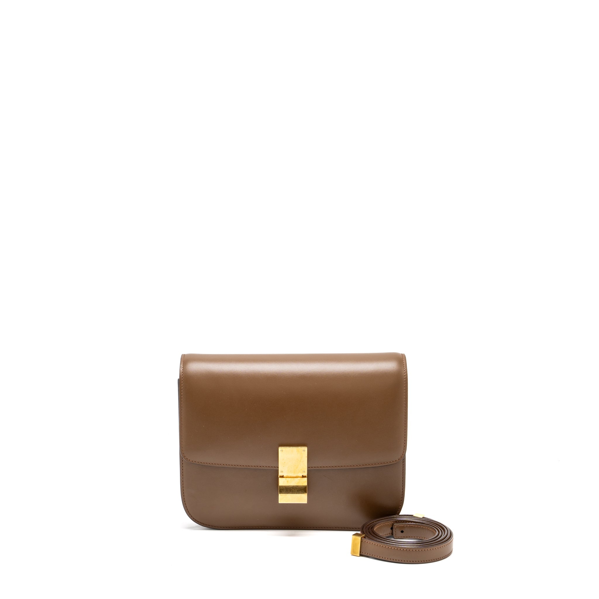 Celine Medium Classic Box Bag Calfskin Brown