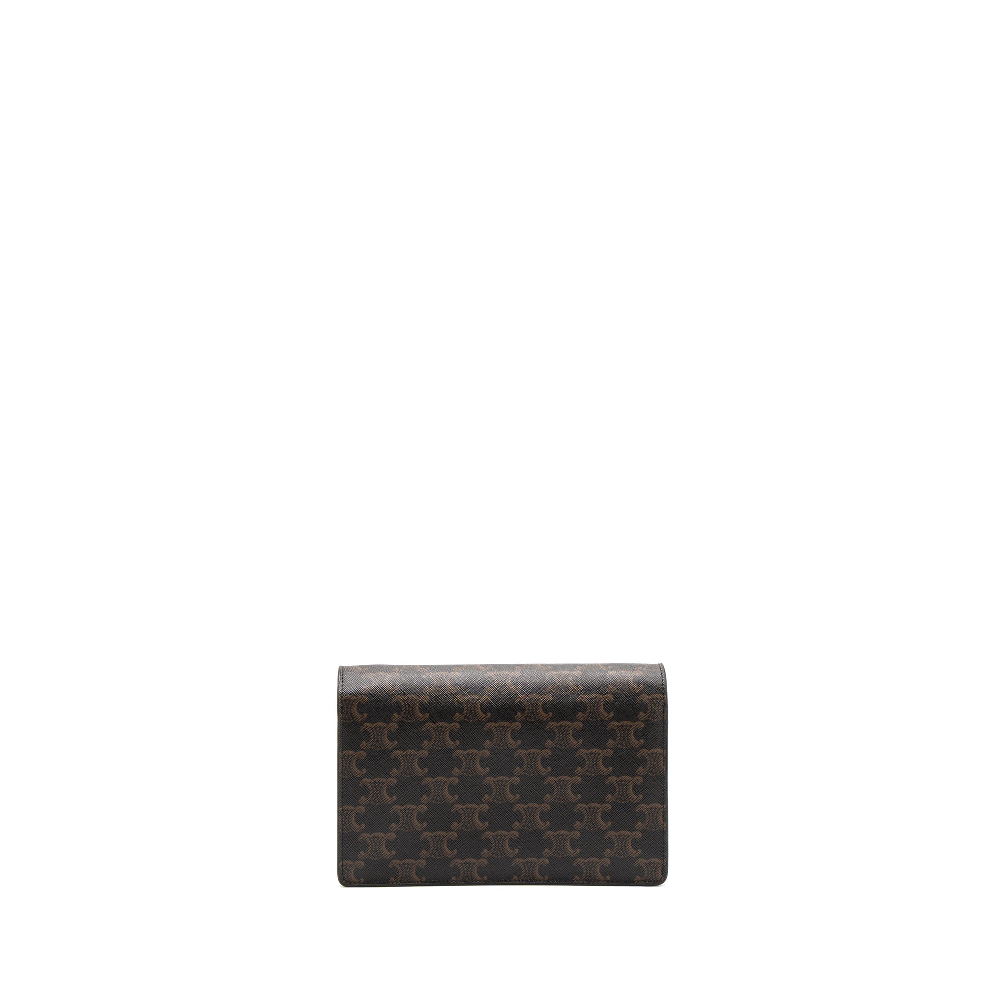 Celine Wallet On Strap Triomphe Canvas/Smooth Lambskin Tan