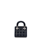 Dior Mini Lady Dior Satin Crystal Dark Blue SHW