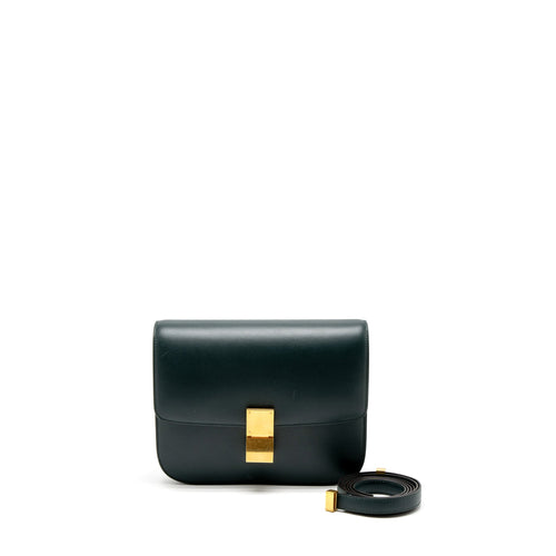 Celine Medium Classic Box Bag Calfskin Green Brushed